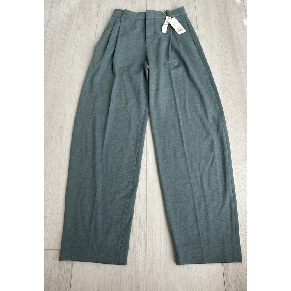 NWT Vince High Waisted Cozy Wool Pleat Front Trousers Sz 00 Aegean Color $445